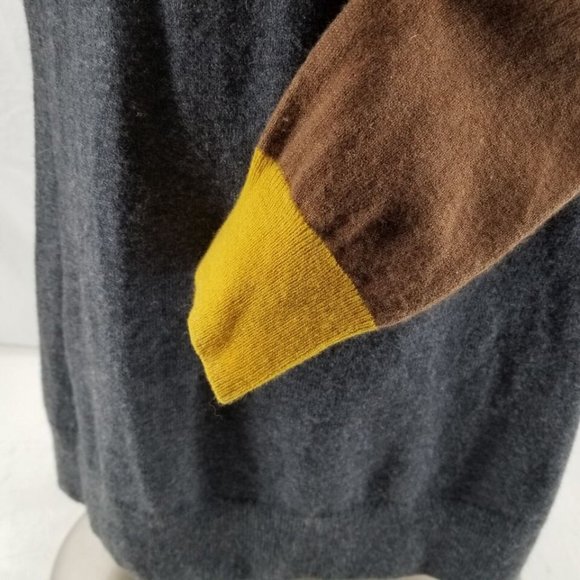 TOAD & CO Color Block Trillium Lambswool Crew Womans Sweater Brown Gray Size XL - Picture 7 of 12